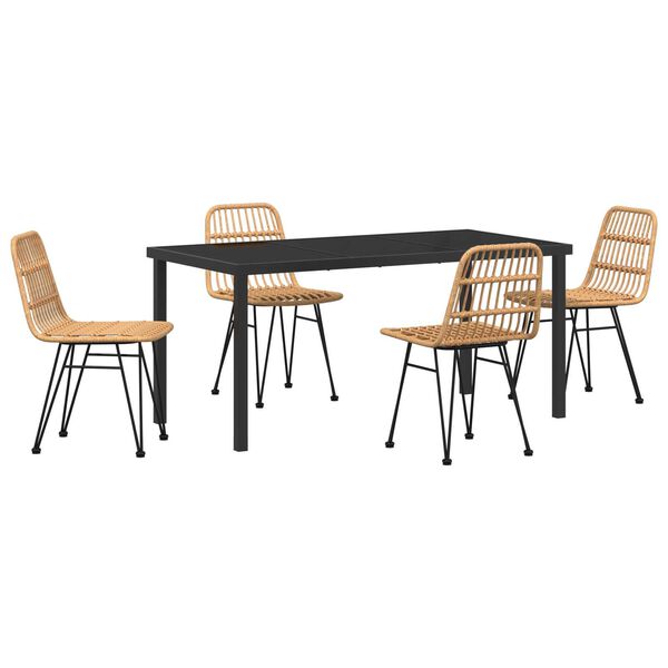 vidaXL Kert &eacute;tkező szett 5 pcs Barna Porsz&oacute;rt ac&eacute;l