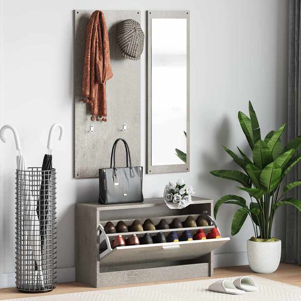 vidaXL 3 az 1-ben betonsz&uuml;rke szerelt fa cipőszekr&eacute;ny szett