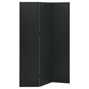 vidaXL fekete ac&eacute;l 3-paneles t&eacute;relv&aacute;laszt&oacute; 120 x 180 cm