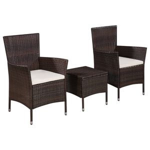 vidaXL 3 darabos barna polyrattan bisztr&oacute;szett