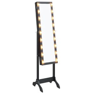 vidaXL fekete szabadon &aacute;ll&oacute; t&uuml;k&ouml;r LED-del 34 x 37 x 146 cm