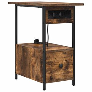 vidaXL &Eacute;jjeliszekr&eacute;ny fi&oacute;kkal F&uuml;st&ouml;lt t&ouml;lgy 60 x 30 x 61 cm Faanyag