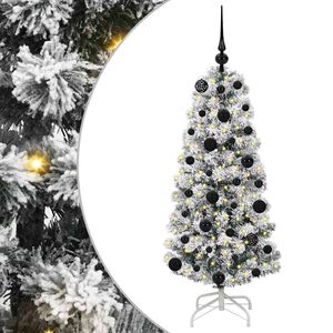 vidaXL Műanyag Hajtogat&oacute;s Kar&aacute;csonyfa 150 LED Z&ouml;ld &eacute;s Feh&eacute;r 120 cm