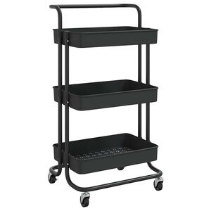 vidaXL fekete 3 szintes konyhai kocsi 42x35x85 cm Vas &eacute;s ABS