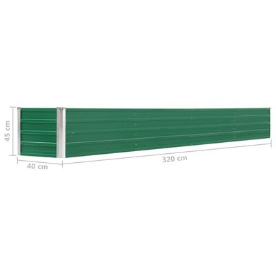 vidaXL zöld horganyzott acél kerti magaságyás 320 x 40 x 45 cm