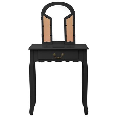 vidaXL fekete császárfa MDF fésülködőasztal ülőkével 65x36x128 cm