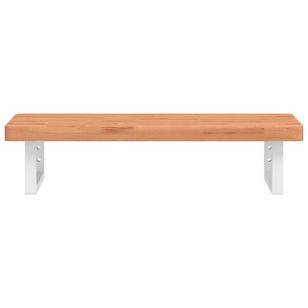 vidaXL acél és tömör bükkfa falra szerelhető mosdópolc