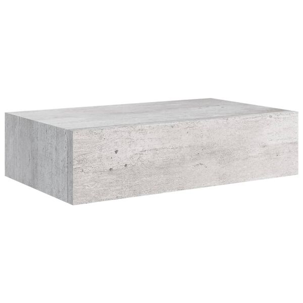 vidaXL 2 db betonszürke MDF falra szerelhető fiókos polc 40x23,5x10 cm