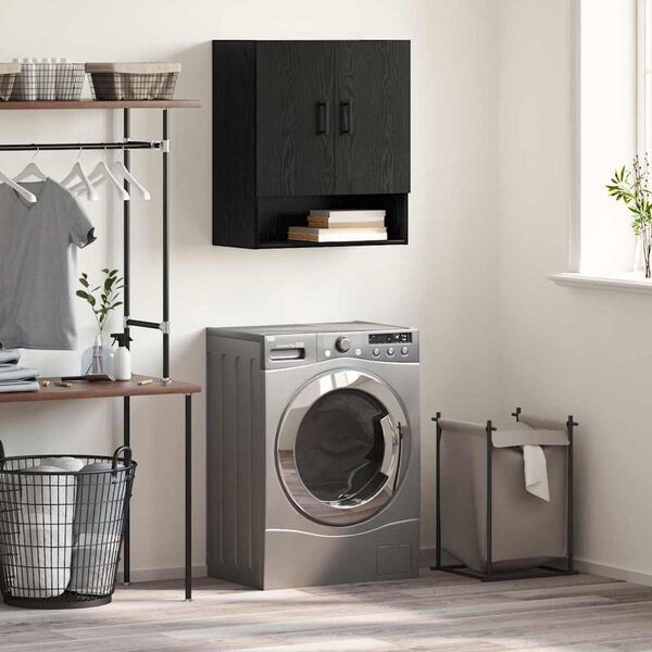 vidaXL Fali szekr&eacute;ny Fekete t&ouml;lgy 60 x 31 x 70 cm Faanyag