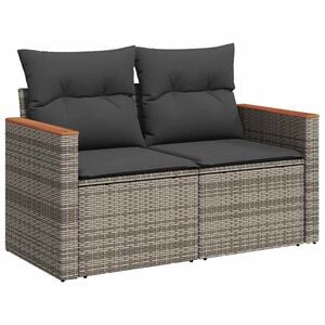 vidaXL 2 szem&eacute;lyes sz&uuml;rke polyrattan kerti kanap&eacute; p&aacute;rn&aacute;val