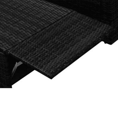 vidaXL 2-részes fekete polyrattan kerti bútorszett párnákkal