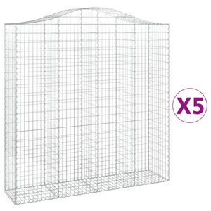vidaXL 5 db &iacute;ves horganyzott vas gabion kos&aacute;r 200x50x200/220 cm