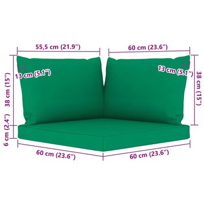 vidaXL 9 részes kerti ülőgarnitúra zöld párnákkal