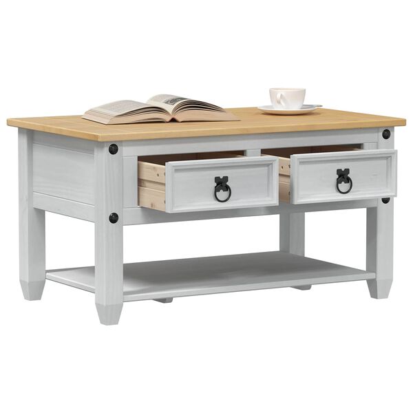 vidaXL Doh&aacute;nyz&oacute;asztal fi&oacute;kkal Feh&eacute;r 85 x 50 x 45 cm T&ouml;m&ouml;r fenyőfa