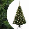 vidaXL Műfenyő g&ouml;mb&ouml;kkel 120 cm 150 LED Meleg feh&eacute;r PVC &eacute;s f&eacute;m Z&ouml;ld