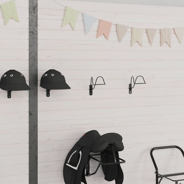 vidaXL fekete ac&eacute;l falra szerelhető sisaktart&oacute; lovassportokhoz