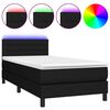 vidaXL fekete sz&ouml;vet rug&oacute;s &eacute;s LED-es &aacute;gy matraccal 90x200 cm