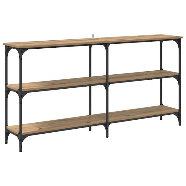 vidaXL Konzolasztal Artisan tölgy 150 x 29 x 75 cm Mérnöki fa és fém