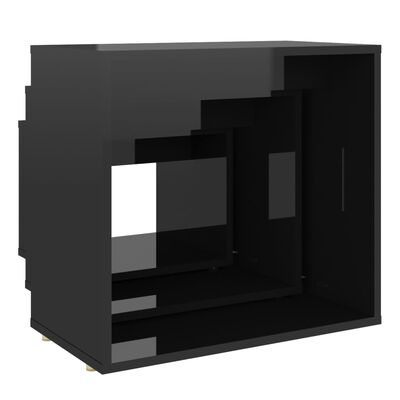 vidaXL 3 db magasfényű fekete forgácslap rakásolható asztal