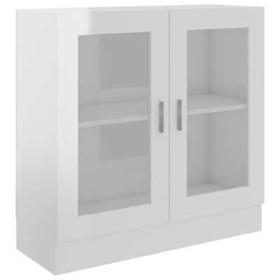 vidaXL magasfényű fehér forgácslap vitrinszekrény 82,5 x 30,5 x 80 cm