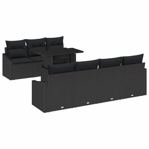 vidaXL Kerti Kanap&eacute; Szett 8 db Fekete polirattan