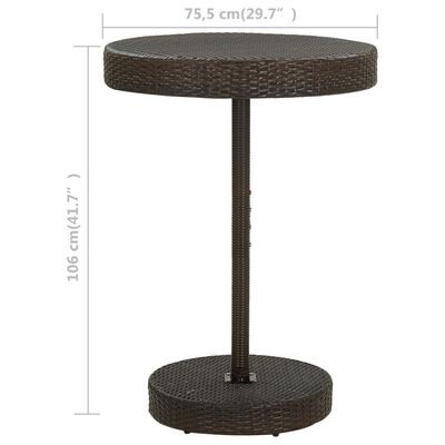 vidaXL barna polyrattan kerti asztal 75,5 x 106 cm
