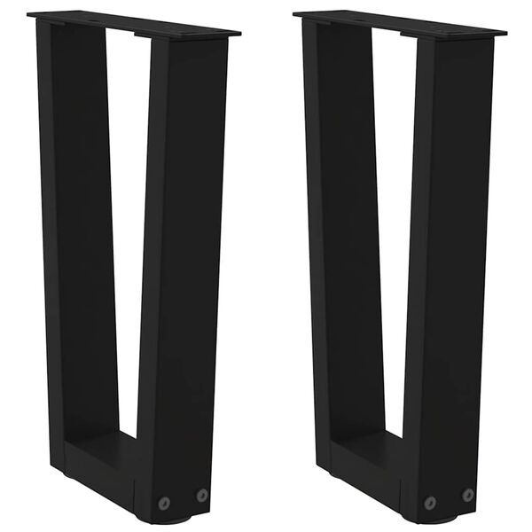 vidaXL 2 db fekete, V-alak&uacute; ac&eacute;l doh&aacute;nyz&oacute;asztal l&aacute;b 28 x (42-43,3) cm