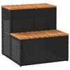 vidaXL pezsgőf&uuml;rdő l&eacute;pcső fekete 50x50x50,5cm polyrattan &eacute;s ak&aacute;cfa
