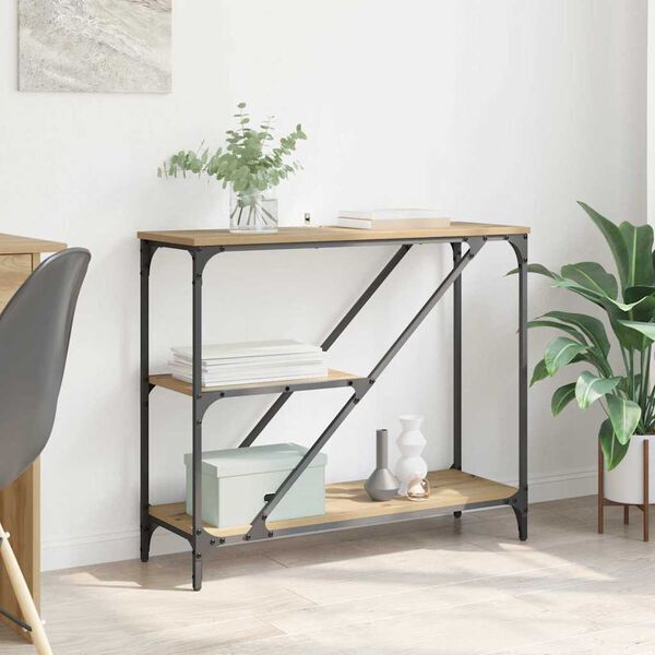 vidaXL Konzolasztal Artisan t&ouml;lgy 88,5 x 30 x 75 cm Faanyag