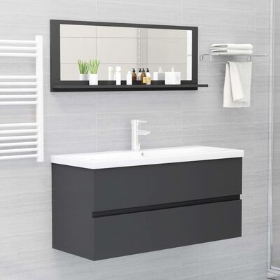 vidaXL szürke forgácslap fürdőszobai tükör 100 x 10,5 x 37 cm