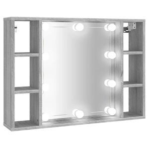 vidaXL sz&uuml;rke sonoma sz&iacute;nű t&uuml;kr&ouml;s szekr&eacute;ny LED-ekkel 76 x 15 x 55 cm