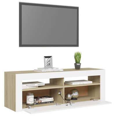 vidaXL fehér és sonoma színű TV-szekrény LED-del 120 x 30 x 40 cm
