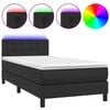 vidaXL fekete műbőr rug&oacute;s &aacute;gy matraccal &eacute;s LED-del 80 x 200 cm