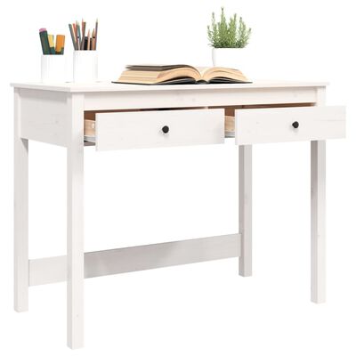 vidaXL fehér tömör fenyőfa íróasztal fiókokkal 100 x 50 x 78 cm