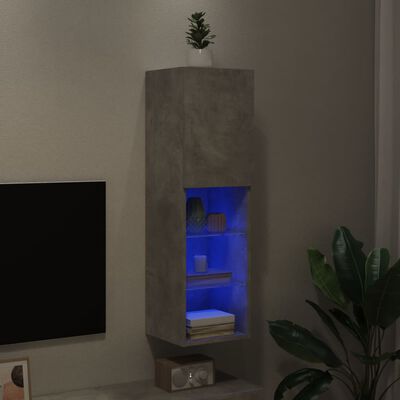 vidaXL betonszürke TV-szekrény LED-lámpákkal 30,5 x 30 x 102 cm