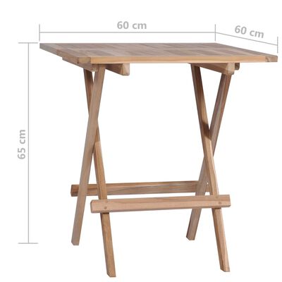 vidaXL tömör tíkfa összecsukható bisztró asztal 60 x 60 x 65 cm