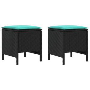 vidaXL 2 db Kerti l&aacute;btart&oacute; PE Rattan Fekete &eacute;s T&uuml;rkiz
