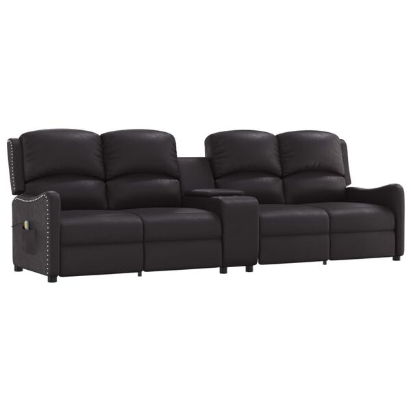 vidaXL 4 személyes fényes fekete műbőr masszázsfotel pohártartóval