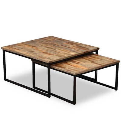 vidaXL 2 db egymásba tolható tömör újrahasznosított tíkfa asztal
