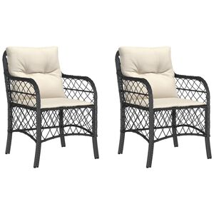 vidaXL 2 db fekete polyrattan kerti sz&eacute;k p&aacute;rn&aacute;val