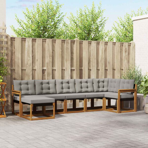 vidaXL K&uuml;lt&eacute;ri kanap&eacute; szett 7 pcs Term&eacute;szetes &eacute;s Vil&aacute;gossz&uuml;rke