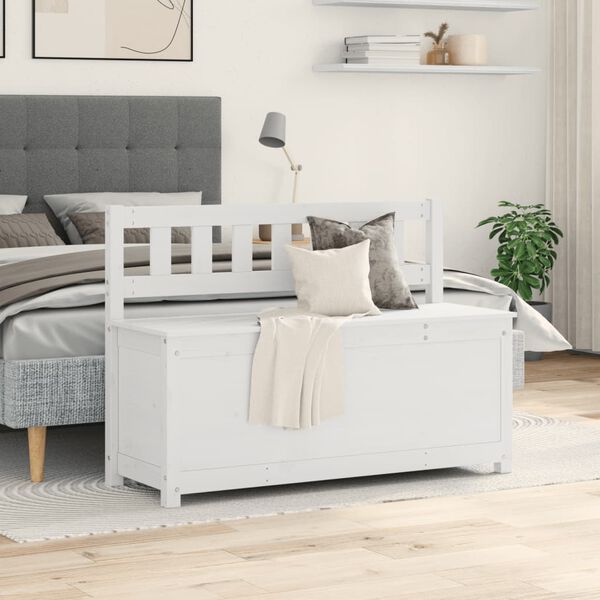 vidaXL fehér tömör fenyőfa pad 110 x 41 x 76,5 cm