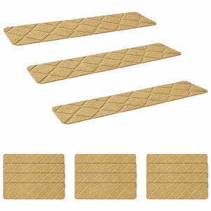 vidaXL L&eacute;pcsőszőnyegek 15 db 76 x 20 cm B&eacute;zs Poli&eacute;szter N&eacute;gysz&ouml;gletes