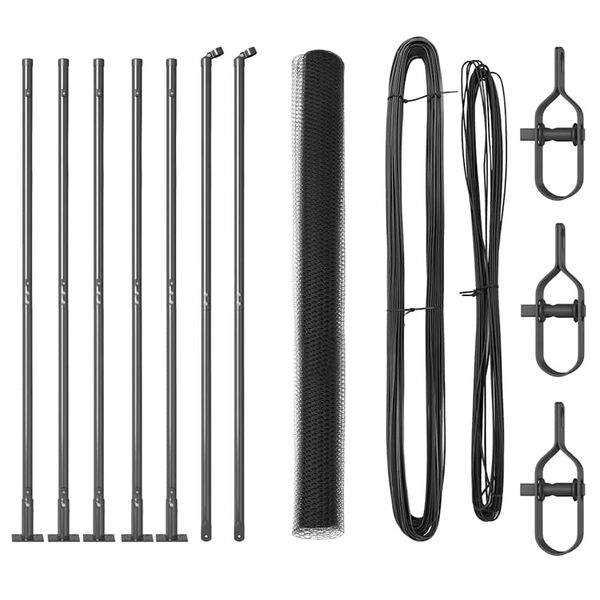 vidaXL Kerítés oszlopokkal Szürke 1.6 x 10 m PVC-bevonatos acél