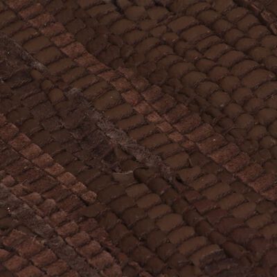 vidaXL barna, kézzel szőtt bőr Chindi szőnyeg 160 x 230 cm