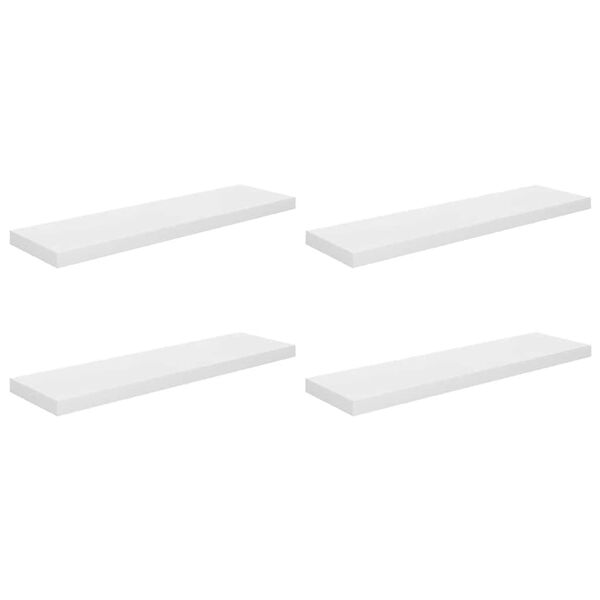 vidaXL 4 db magasf&eacute;nyű feh&eacute;r MDF lebegő fali polc 90 x 23,5 x 3,8 cm