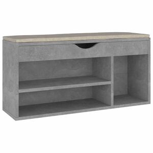 vidaXL betonsz&uuml;rke szerelt fa cipőt&aacute;rol&oacute; pad p&aacute;rn&aacute;val 104 x 30 x 49 cm