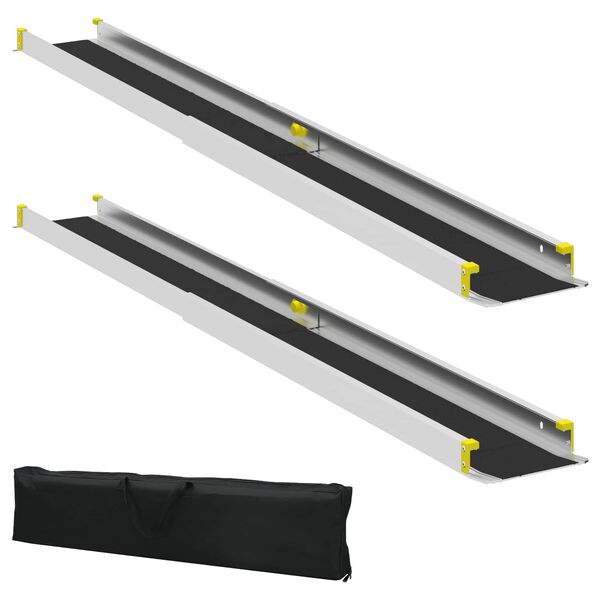 vidaXL Kerekesszék Rámpa 2 pcs Fekete 184,5 x 18,5 x 5 cm Alumínium