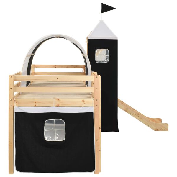 vidaXL fenyőfa gyermek gal&eacute;ria&aacute;gy-keret cs&uacute;szd&aacute;val/l&eacute;tr&aacute;val 97x208 cm