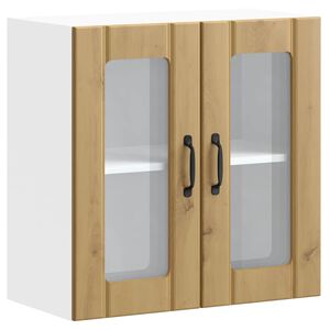 vidaXL konyhai fali szekr&eacute;ny &uuml;vegajt&oacute;val Lucca k&eacute;zműves t&ouml;lgy